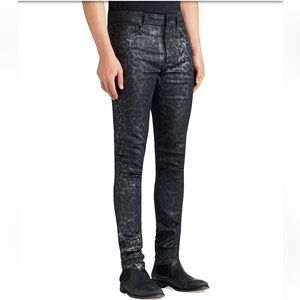 MONFRERE Greyson Coated Skinny Fit Jeans In
Noir Leopard
